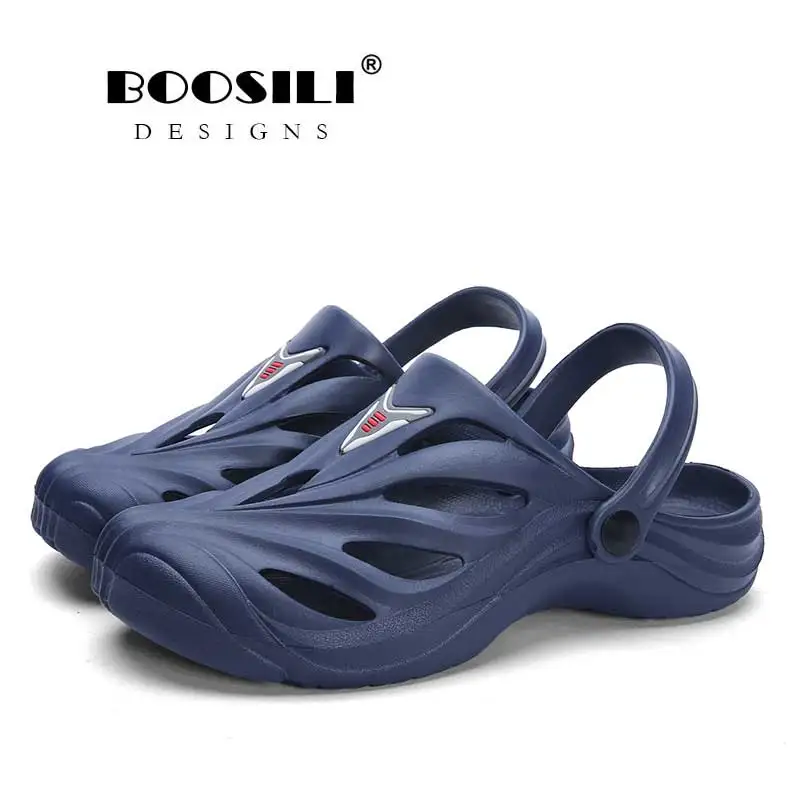

2019 Mens Leather Sandal Men's Garden Shoes Summer Cools Sandals High Quality Breathable Big Size Clogs Lightweight
