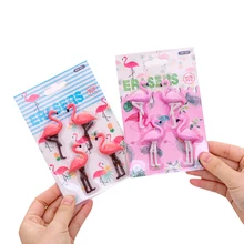 4 sztuk/paczka urocze prezenty na imprezę Flamingo zestaw gumka gumka do mazania DIY Kawaii ołówek z gumką na dziecięcy prezent promocyjny
