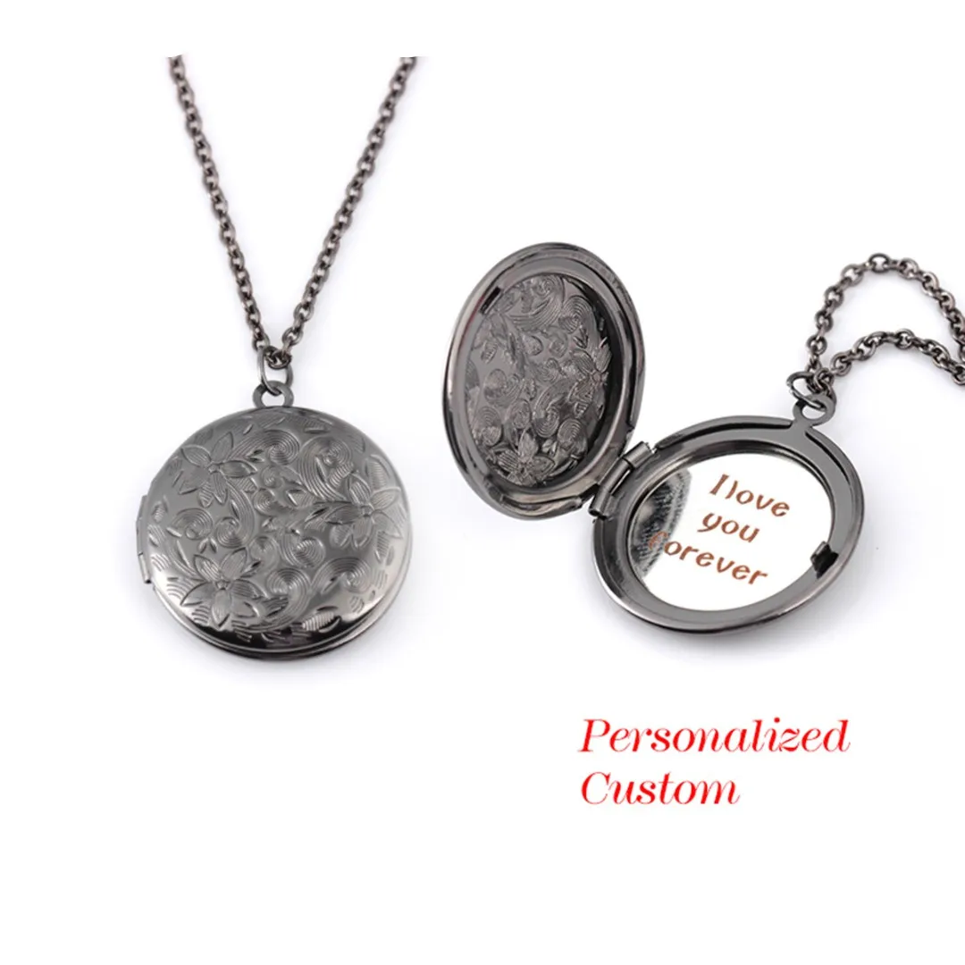 Vintage Antique Carved Flower Locket Necklace Engraved Name Date Locket Necklace Engraved Name Date