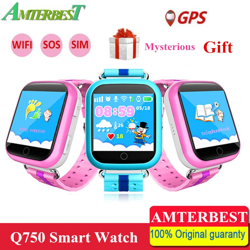 

AMTERBEST Q750 Q100 GPS Baby Smart Watch with 1.54 Inch Touch Screen SOS Call Location Device Tracker for Kid Safe PK Q50 Q90