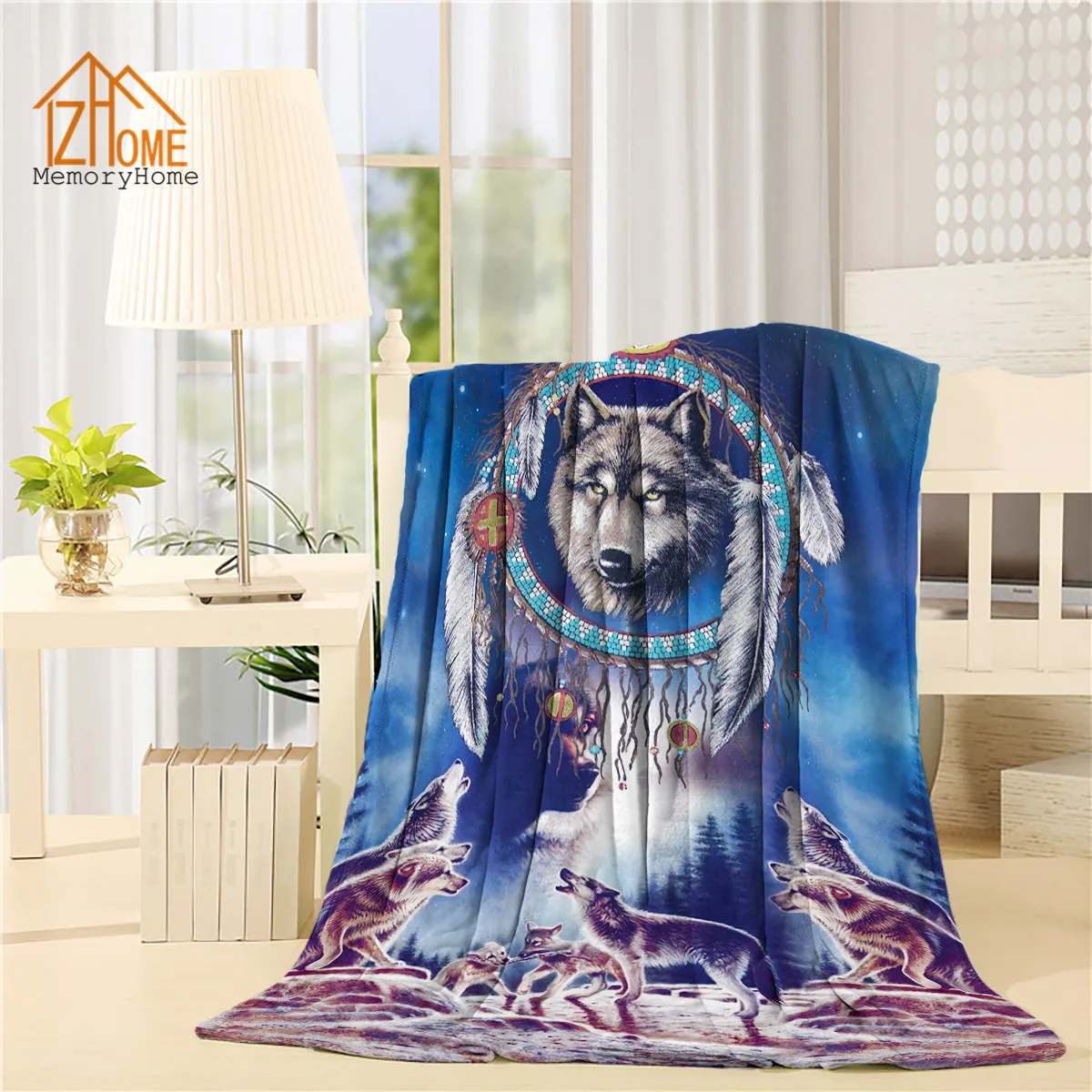 Memory Home Personalized Fleece Blanket Throw Cool Wolf Dream ...