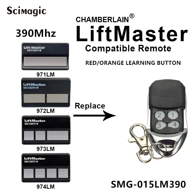 LiftMaster 971LM 972LM 973LM 974LM 4-Button Security + пульт дистанционного управления для открывания двери гаража 390 MHz 10-pack