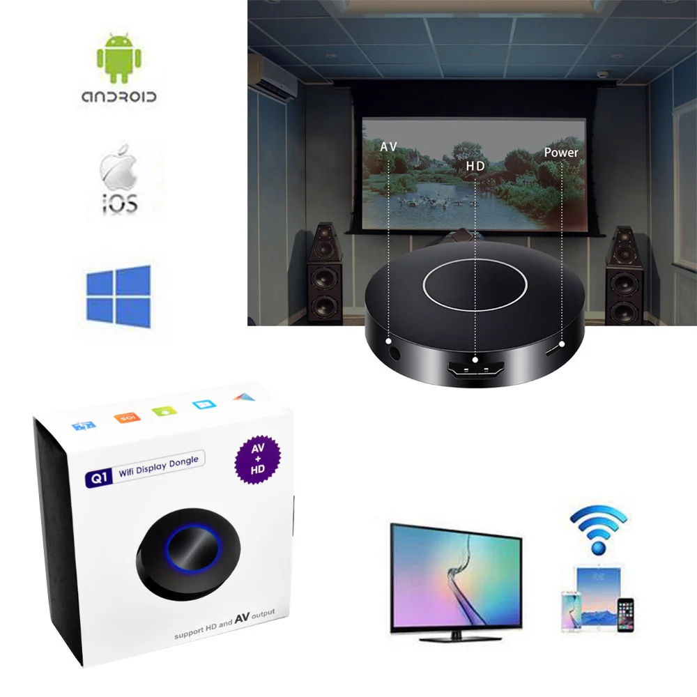 Авто Медиа DLNA Miracast Airplay экран зеркалирование ТВ палка Chromecast беспроводной HDMI AV RCA видео стример дисплей ключ