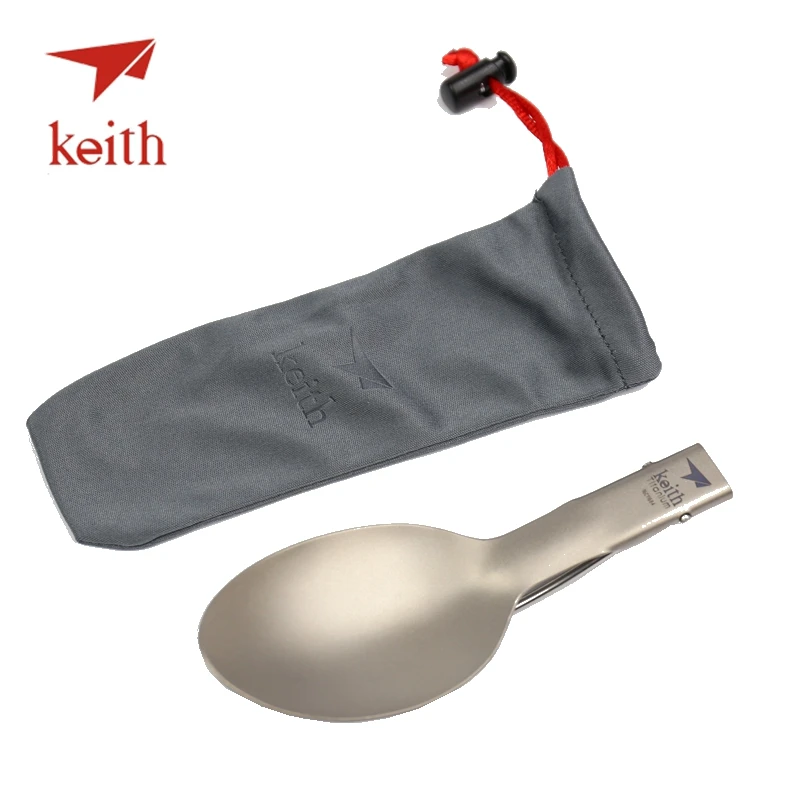 Mango alargado de titanio de 185mm cuchara plegable portátil para acampar al aire libre de viaje cubiertos de Picnic senderismo vajilla solo 22g