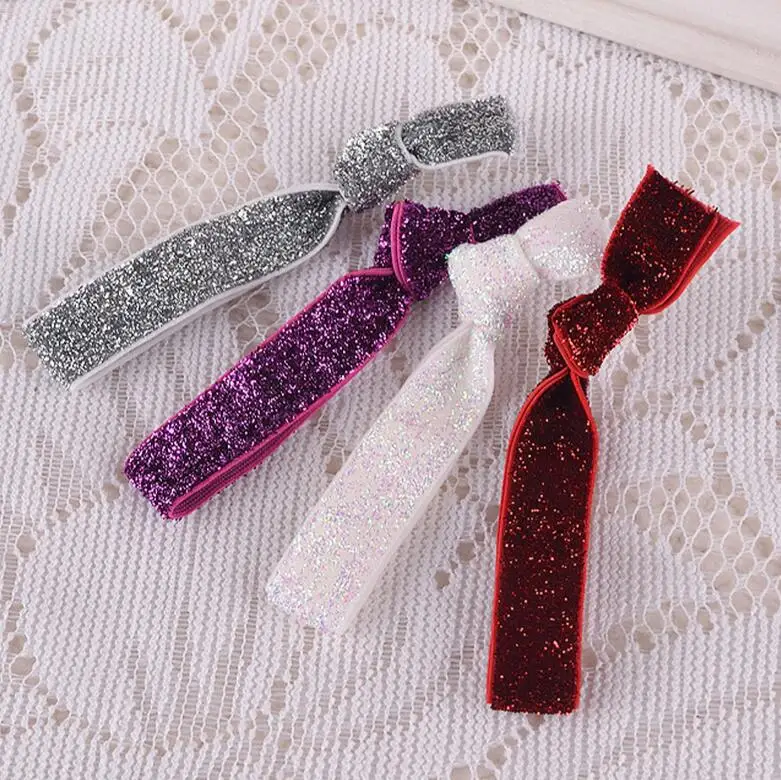 1000pcs Elastic Silver Gold Black Glitter Hair Ties Free Shippingin