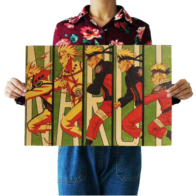 

1Pcs 51.5x36cm Naruto Vintage Kraft Paper Classic Nostalgia Anime Poster Home Decor Wall Sticker