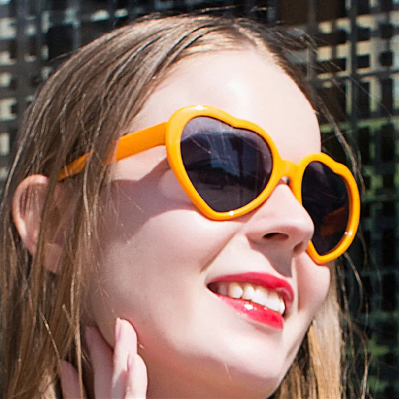 Mirror Heart Plastic Sunglasses Women -
