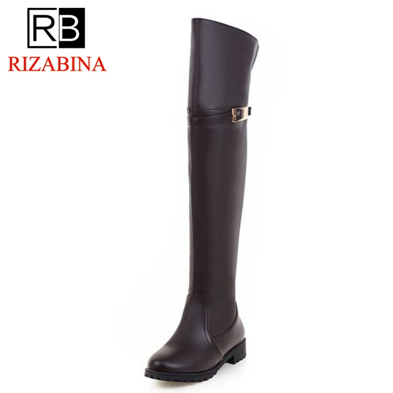 

RizaBina Size 33-43 Women Over Knee Boots Concise Round Toe Zipper Fur Warm Boots Winter Daily Fashion Shoes Women Footwear