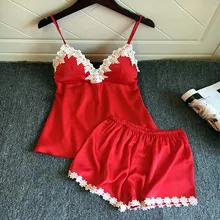 GUMPRUN летняя Пижама с v-образным вырезом, цветочные пижамы без рукавов, женский сексуальный бюст, мягкие пижамы, два предмета, плюс размер, пижама Femme