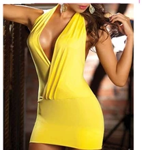 Глубокий V Горячая Распродажа американский стиль летнее женское платье сексуальное ночной клуб, черные и желтые Клубные платья для женщин
