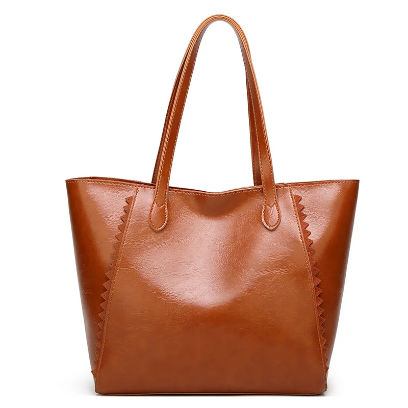 New Oil Wax Leather Handbag Large Capacity Women Shoulder Bag Retro