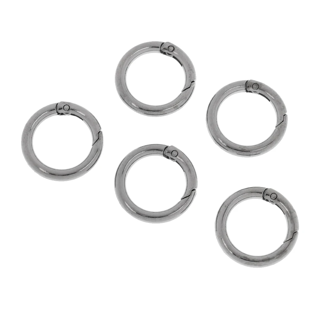 5Pcs O-Ring Carabiners Metal Round Circle Carabiner Spring Snap Clips Hook Keyring Backpack Buckle Handbags