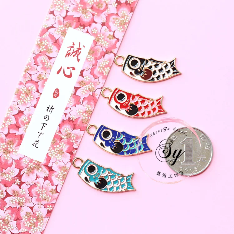 

1pc DIY Jewelry Japanese Lucky Fortune Fish Metal Charms Earring Pendant Keyring DIY