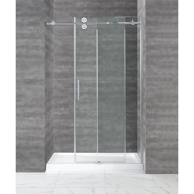 6 6ft chrome polished bypass frameless sliding glass shower door