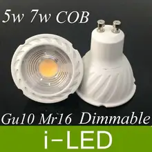 Продвижение COB 5 Вт 7 Вт светодиодные точечные светильники Gu10 Mr16 E27 затемняемое светодиодное пятно лампы Теплый Холодный белый 12 v AC85-265v 3 года гарантии UL CE