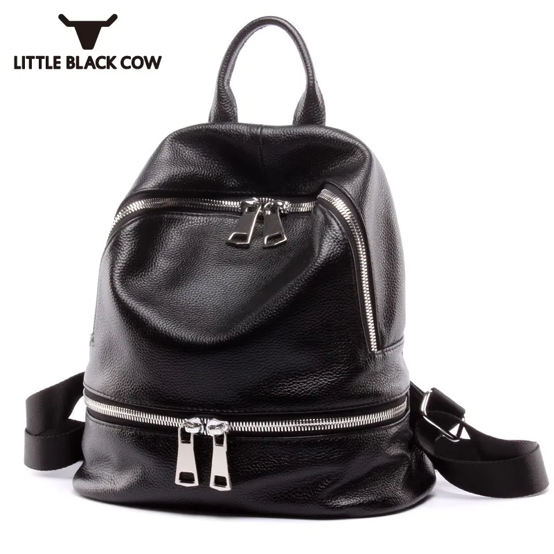 

2019 New Fashion Zipper Genuine Leather Shoulder Bags School Satchel Backpacks For Adolescent Girls Laptop Travel Female Mochila