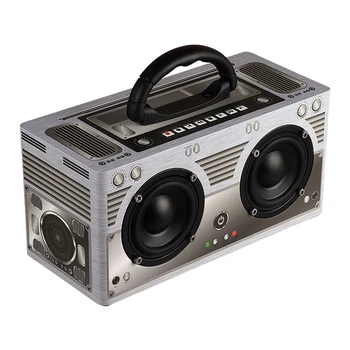 

W9 Wooden Bluetooth 4.2 Speaker Wireless Portable Stereo Sound Speaker Hands-free w/Mic Support FM Radio TF Card AUX IN Music