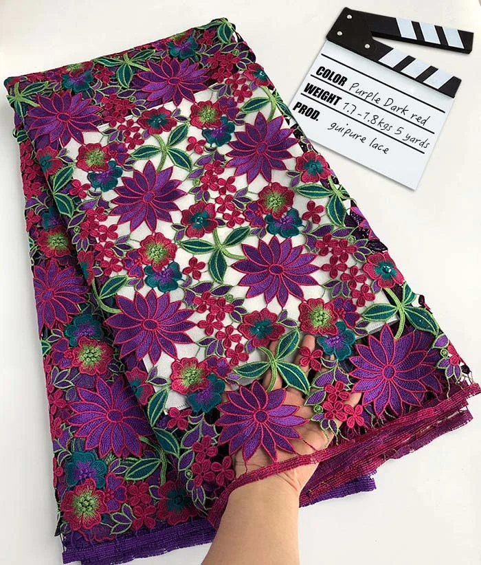 5 yards Soft cotton Classic Guipure Lace neat embroidery African cord lace fabric Nigerian garment clothes excellent top quality