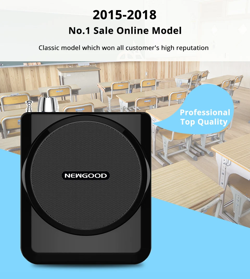 NEWGOOD Speaker voice amplifier Mini megaphone portable voice amplifiers for teachers Loudspeaker Support USB disk TF card (1)