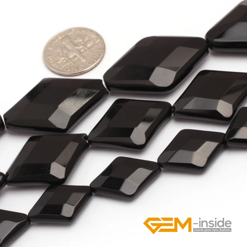 Rhombus Faceted Black agat Beads Natural Stone Bead DIY For Jewelry Making Strand 15 inches Wholesale