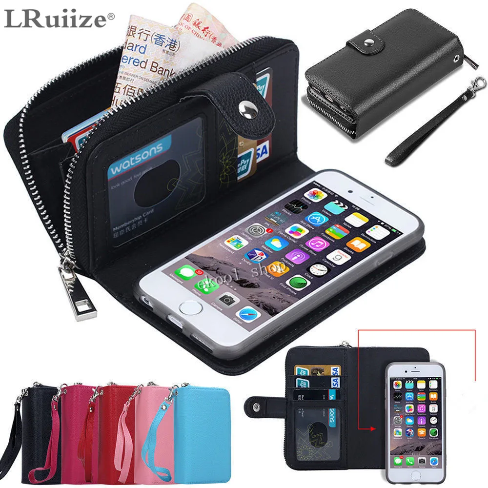 

Lady Women PU Leather Zipper Handbag Wallet Purse with Card Slot Phone Case Cover For Apple iphone 6S/6S Plus