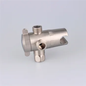 

3-Way Shower Head Diverter, 1 In 2 Out Shower Arm Mounted Valve with Hand Held Shower Head Holder, Brushed Nickel, 04-054