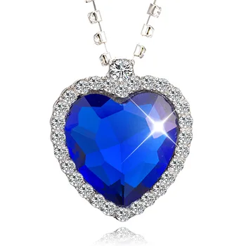 

Hot Necklace Women Lady Heart Ocean Austrian Crystal Rhinestone inlay Alloy Necklaces Pendants Jewellry wholesale drop shipping