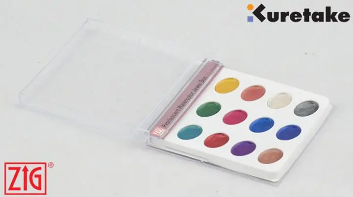 ZIG Kuretake CD Box Set Watercolor Paint Set Pearlescent 12 Colors Japan Solid Pearl Watercolor Paints