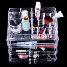 Make-up Fall PS Kunststoff Kosmetik Aufbewahrungsboxen Transparent 3 Schubladen Hause Aufbewahrungsbox/Make-Up Veranstalter 240x140x190mm