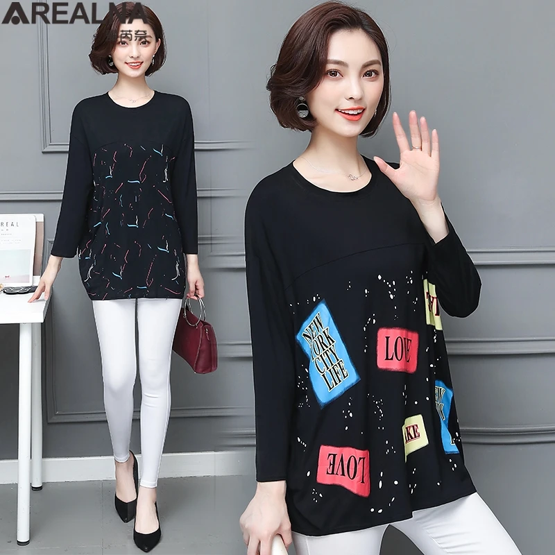 

Vogue Loose Shirts Female 2018 Autumn Korean Plus Size 5XL Tie Dye Graphic T Shirt Women Hipster New York Tee Tshirt Tops Femme