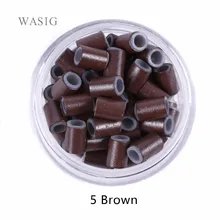 5# коричневый 500 шт 4,5 мм на подкладке Силиконовые медные трубки микрозвенья кольца-хомуты бусины для волос для наращивания человеческих волос Инструменты для наращивания косичек