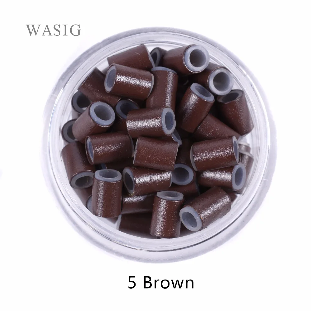 Tubos de Cobre de Silicone Anéis de Loop Beads para Extensões de Cabelo Marrom Forrado Cabelo Microlinks Humano Ferramentas Tranças 5 500 Pcs 4.5mm