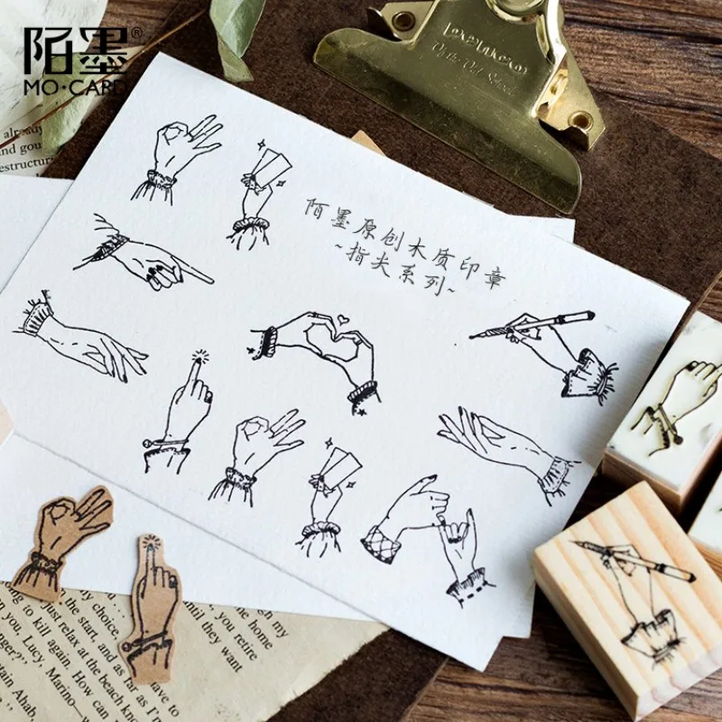 

1 pcs creative fingertip series wooden stampark postmdiy Handmadedecal stamps for scrapbooking diy stamps Photo Album Craft gift