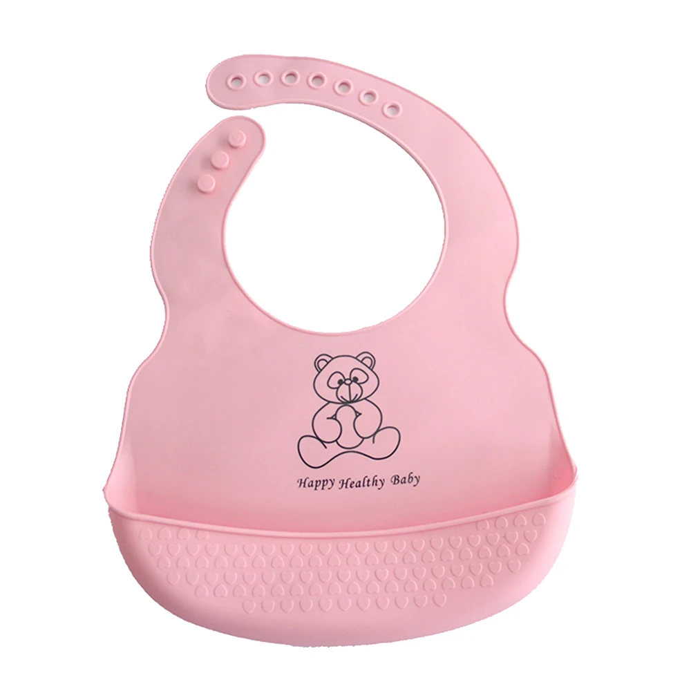 Two Baby Bibs Cartoon Prints Kids Silicon Bib Children Waterproof Cute