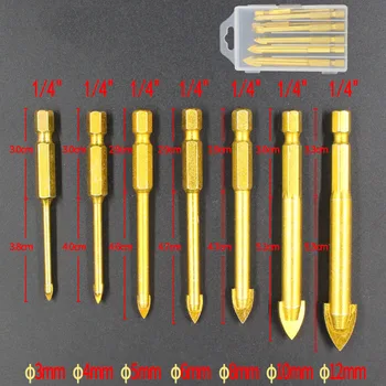

5/7 Pcs Ceramic Tile Glass Drill Bits Multifunction Hard Alloy Hex Shank for Electric Drill 2019 NEW