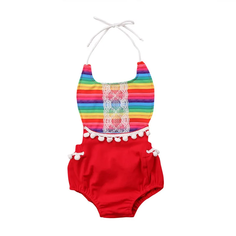 2018 Newborn Infant Baby Girl Romper Rainbow Sunsuit Clothes Outfits