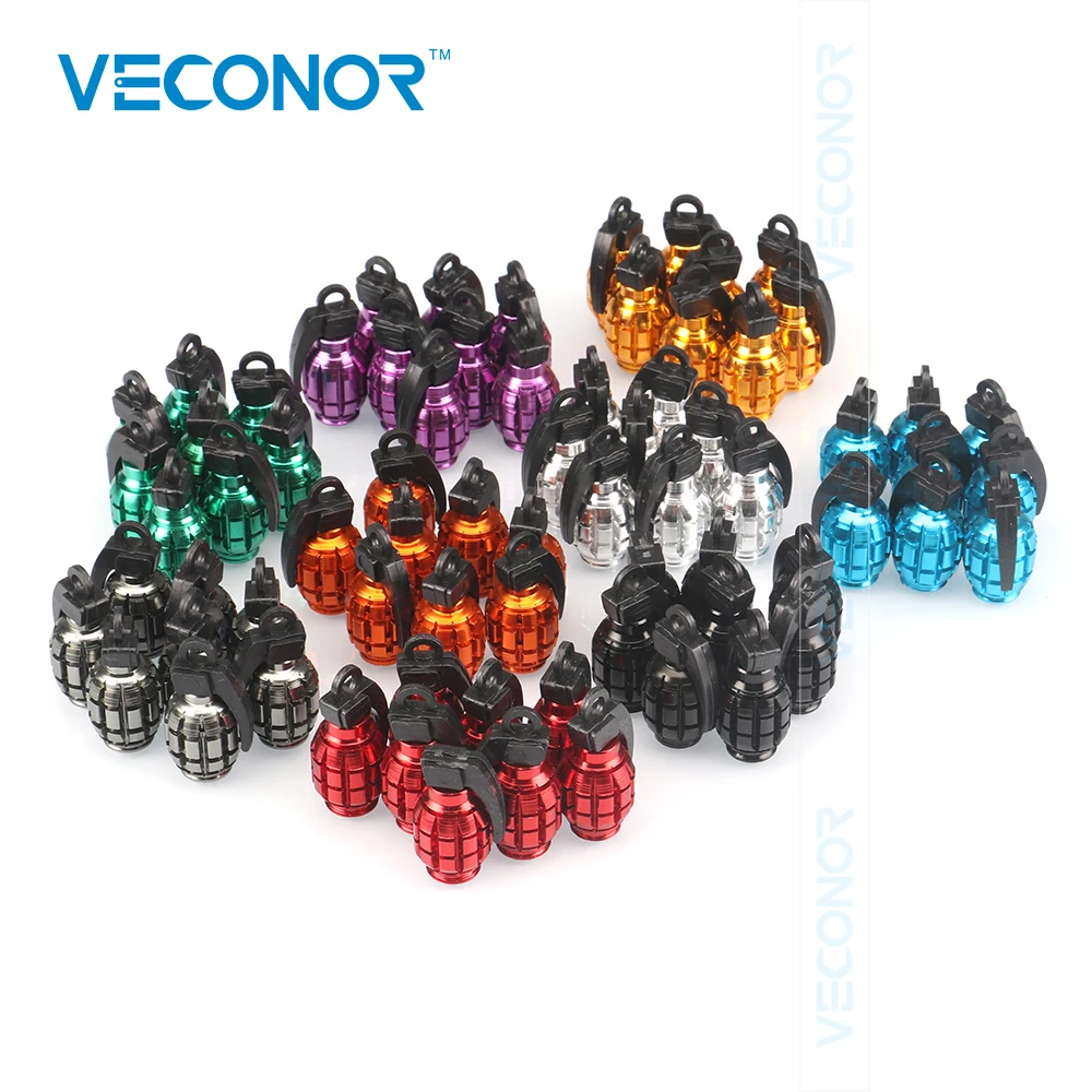 24Pcs Grenade Shaped Aluminum Material Tire Valve Caps Stem Cover for