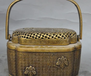 

7" chinese buddhism pure bronze Carving flower statue incense burner Censer