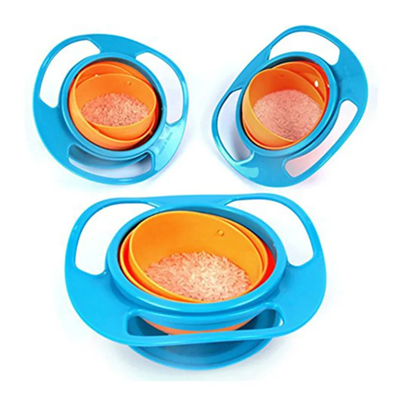 2xNon Spill Fütterung Kleinkind Gyro Bowl 360 rotierenden Kinder vermeiden 