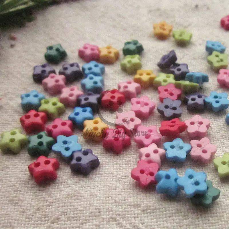 100pcs Star Resin Buttons for Sewing Crafts Scrapbook Cloth Home Decor DIY 6mm 