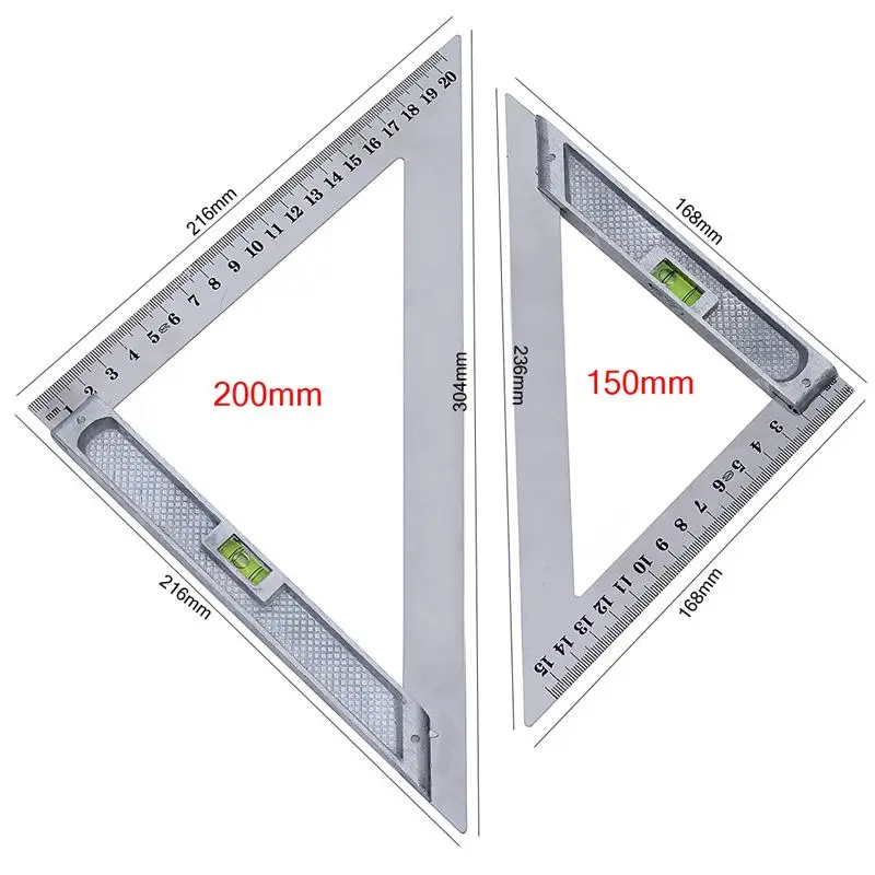 150 мм/200 мм Угловая линейка из нержавеющей стали 90 градусов с широким дном измерительный инструмент из алюминия Tri 150 мм/200 мм из нержавеющей стали