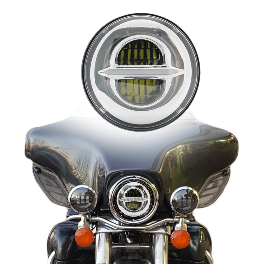 

7 Inch LED Headlight white DRL 4.5inch Halo Fog Lights Adapter Ring For Harley Touring Electra Glide Road King Street Glide