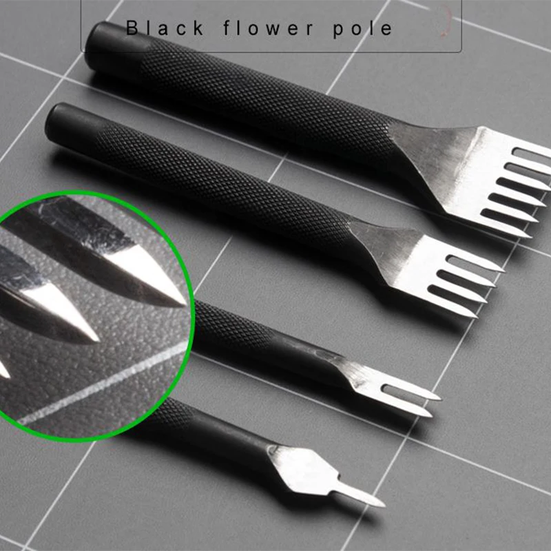 DIY Leathercraft Tools 4mm Leather Hole Punches Stitching Punch Tool 1+2+4+6 Prong Tools for Leather Belt