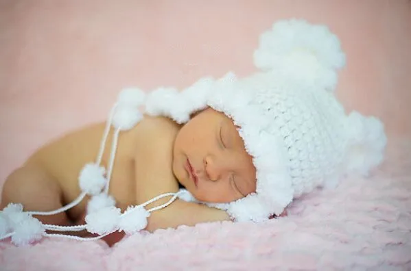 Blanc de neige bébé chapeau princesse fille bonnet en tricot/Nouveau,Né mignon chapeau