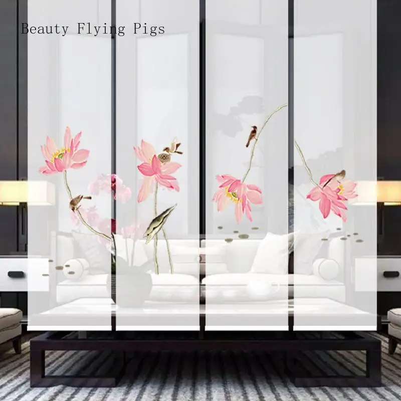 

Customized modern Chinese lotus four screen partition living room bedroom kitchen balcony retro waterproof roller blind