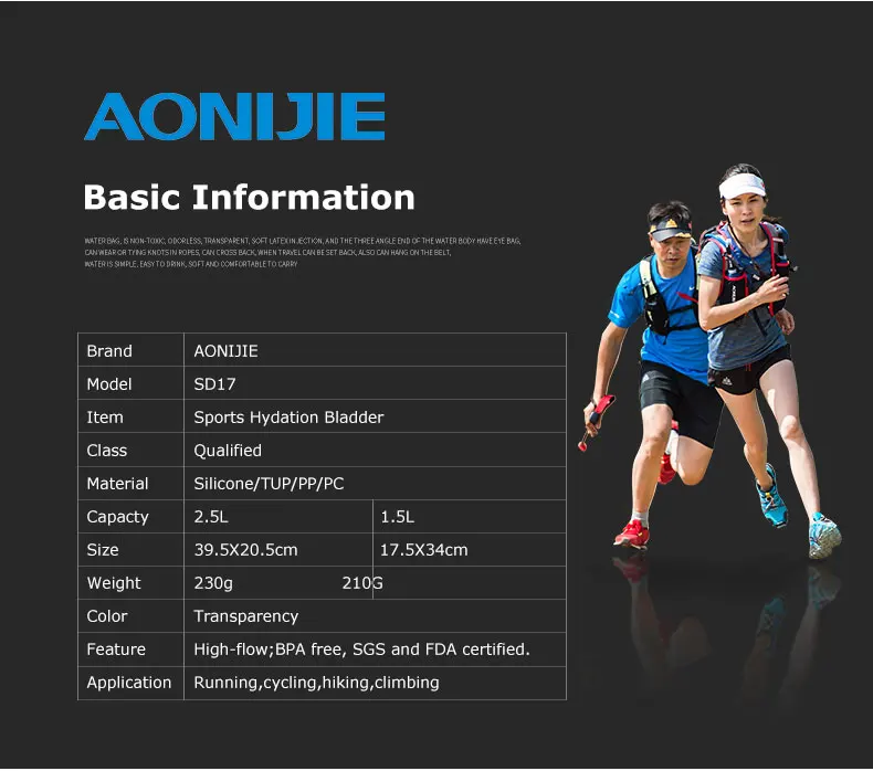 AONIJIE открытый мешок воды для кемпинга Пешие прогулки Альпинизм Велоспорт Бег складной PEVA Спорт гидратации мочевого пузыря 1.5L 2L 3L