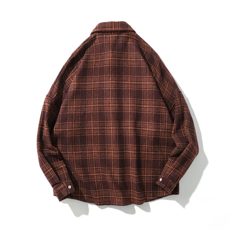 Oversized Flannel Vintage Shirt Men Plaid Long Sleeve Check Shirts For Men Loose Men Button Up Men Shirt Casual Streetwear Modis