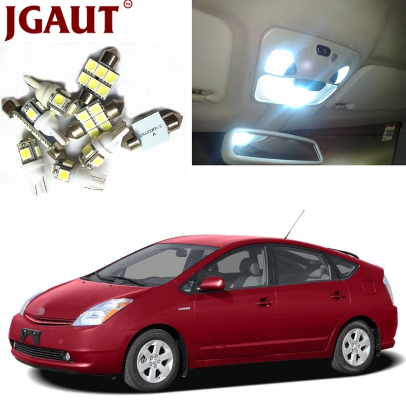 

JGAUT For 2004-2015 Toyota Prius White Blue Red LED Lights Interior Package Kit Map Dome Licens Trunk/Cargo Step/Courtesy Light