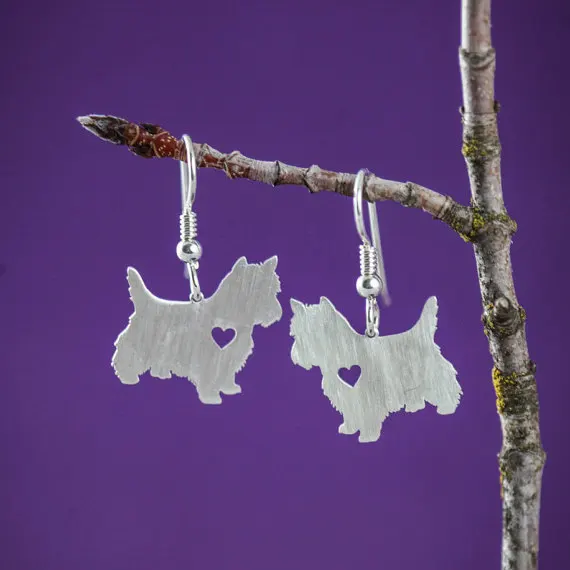 New Design Westie Terrier Earrings Silver Dog Dangle Charm Earrings