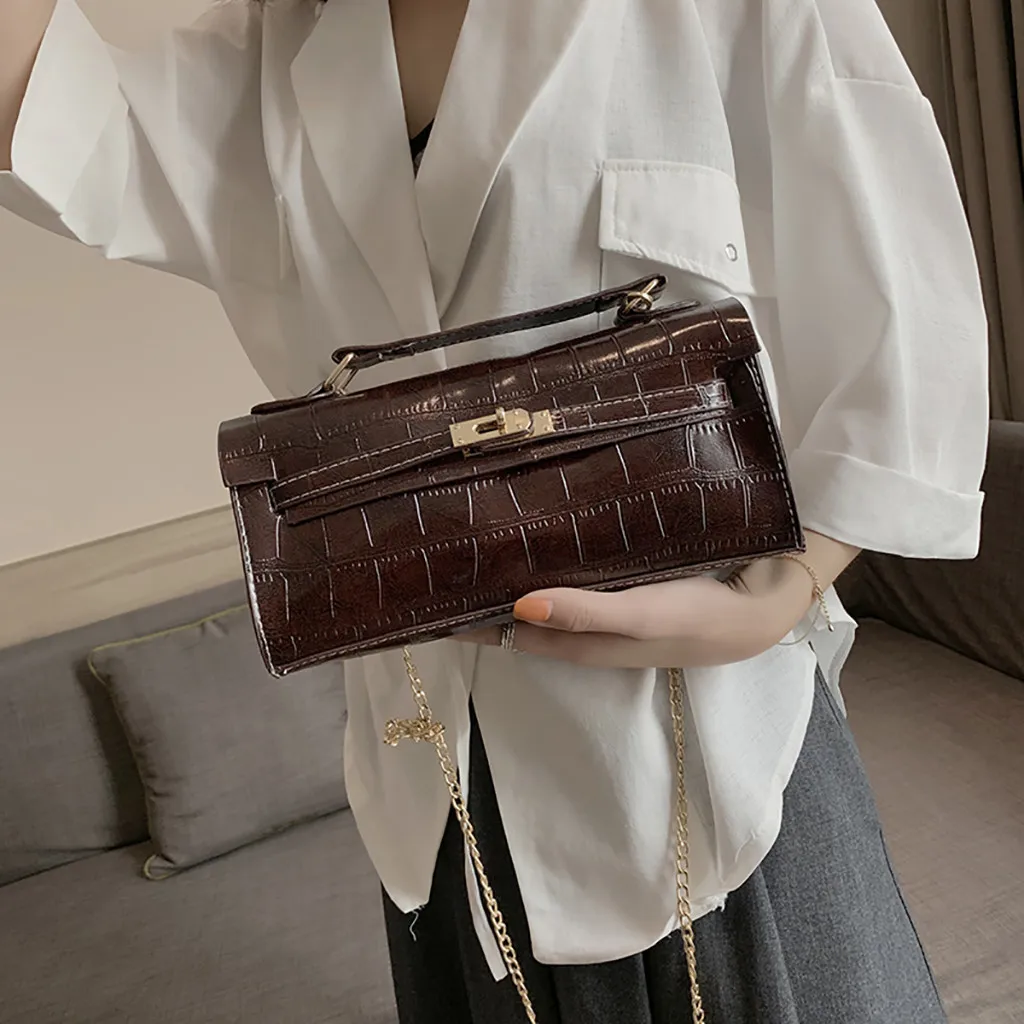 

Ladies' Handbags Solid Color Fashion Stone Pattern Crossbody Retro Wild Cover Classic Shoulder Bag Sac Main Femme *